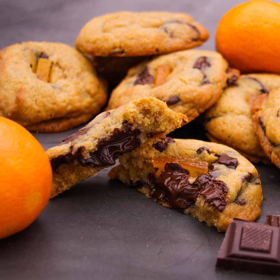 orange and dark chocolate cookie lifestyle