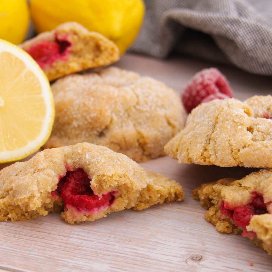 dairy free and gluten free lemon raspberry cookie